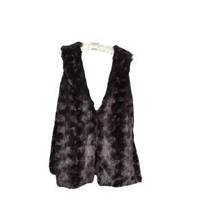 Massini Women Faux Fur Vest Brown Sleeveless Size Small